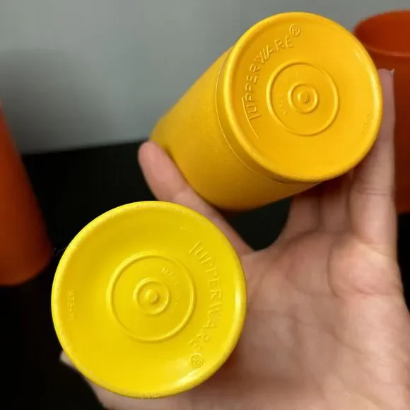 Vintage Tupperware Tumblers Cups 873 - 12 oz. Harvest Colors Set of 5 Stackable - Picture 9 of 14